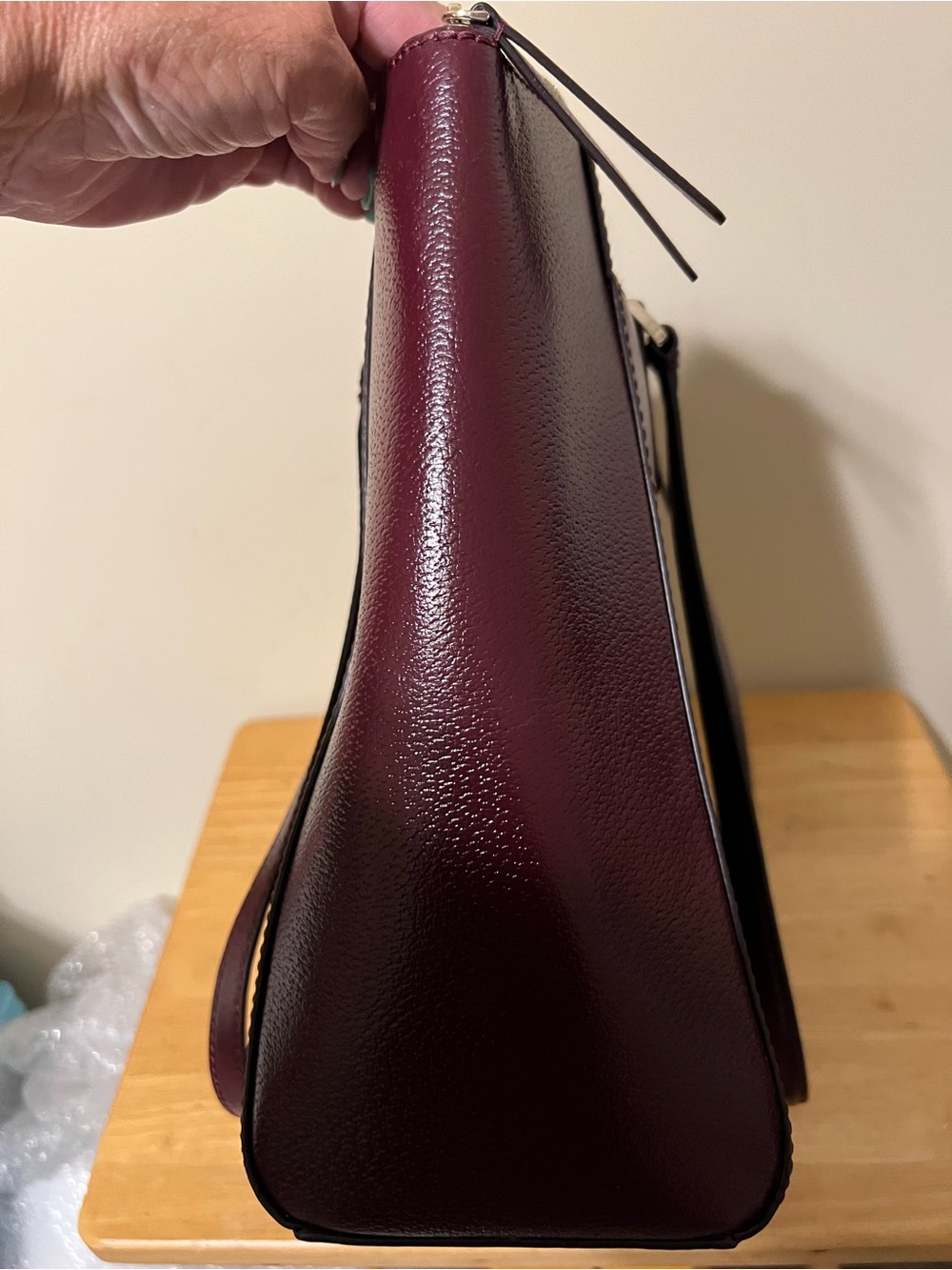Kate Spade Burgundy Pebbled Leather Shoulder Tote - Picture 4 of 10